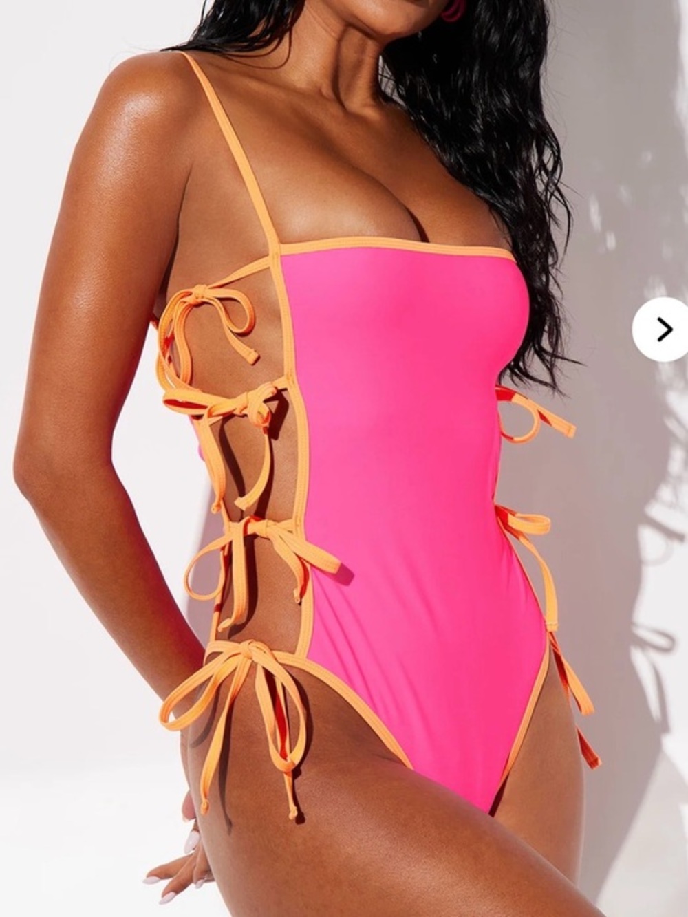 Nova Swim Sexy women’s Pink and Orange Tie-Side One-Piece Swimsuit XS